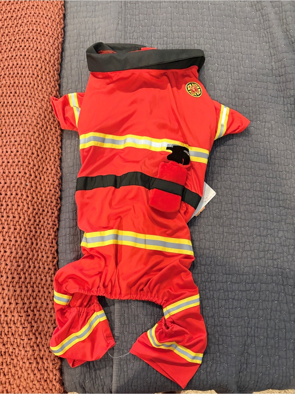 Dog’s Red Firefighter One-Piece Costume
